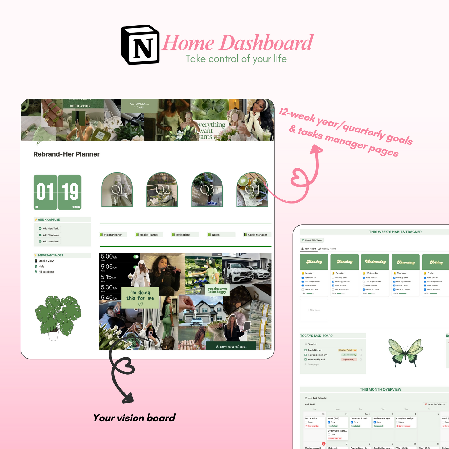 Rebrand-Her Life Planner | Notion Template for Productivity & Goal Setting