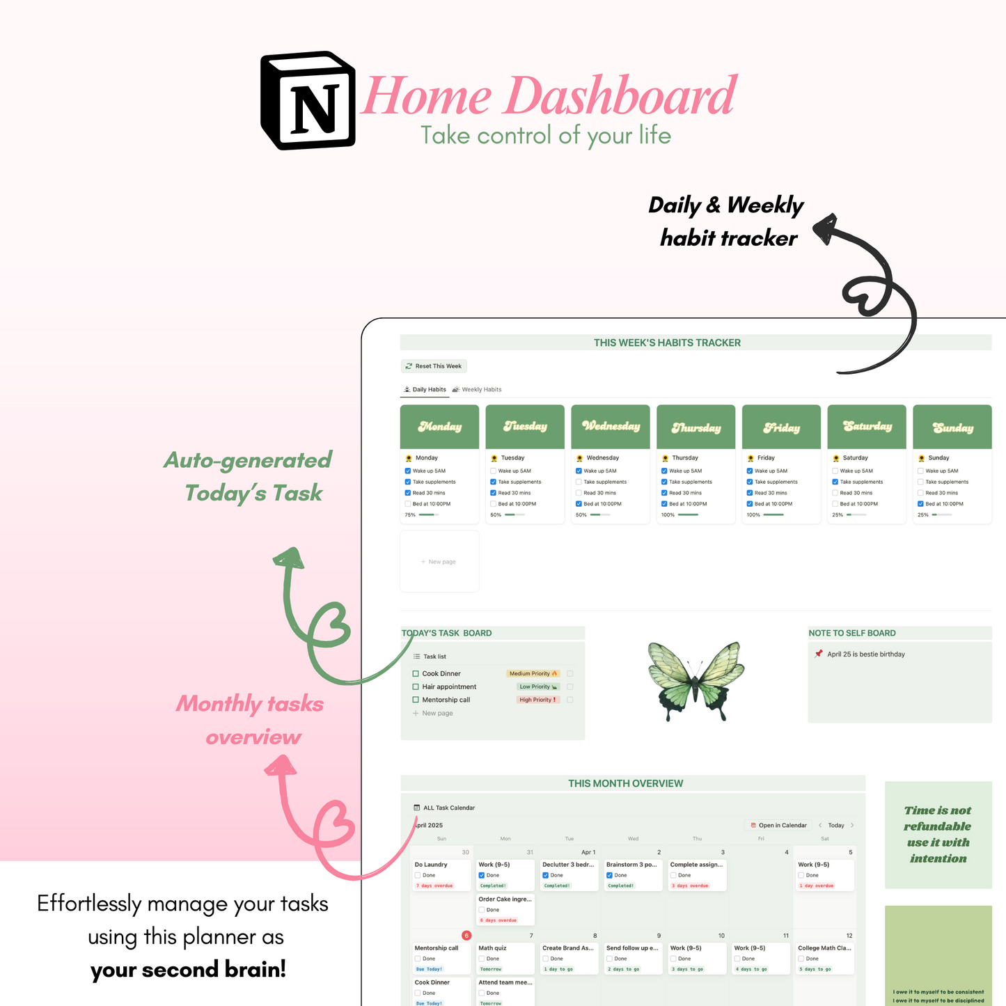 Rebrand-Her Life Planner | Notion Template for Productivity & Goal Setting
