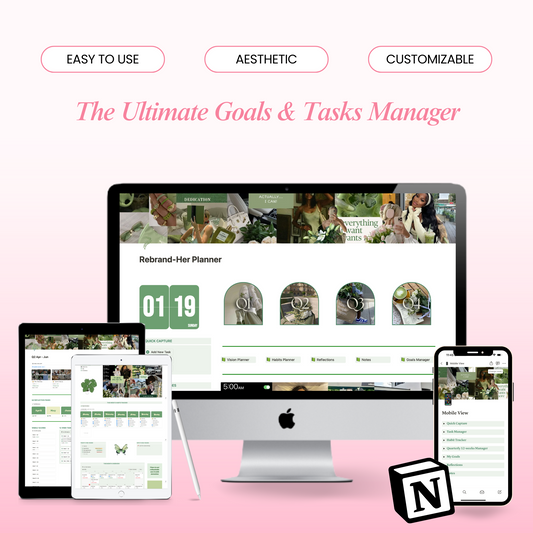 Rebrand-Her Life Planner | Notion Template for Productivity & Goal Setting